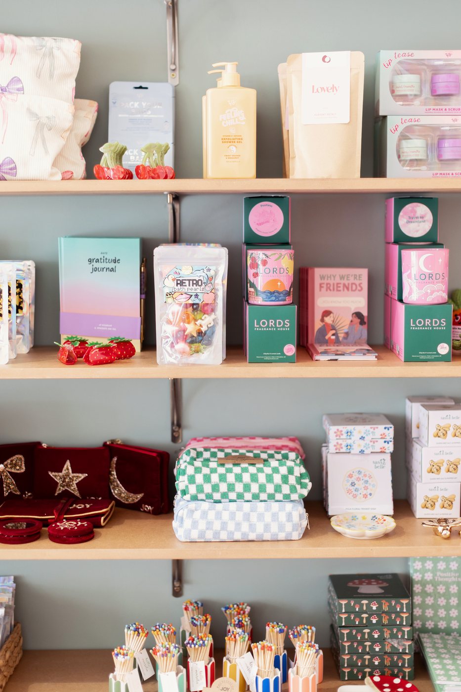 Colourful shelves inside Pocketful of Joy