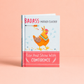 Badass Mother Clucker hardback gift book with colourful chicken illustration and Rise and Shine with Confidence cover.