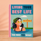 Living Your Best Life colourful hardback gift book with pink and blue cover and wild swimming illustration.