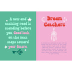 Inside A Book to Bring You Luck with colourful pages featuring a lucky key message and dream catcher symbolism.