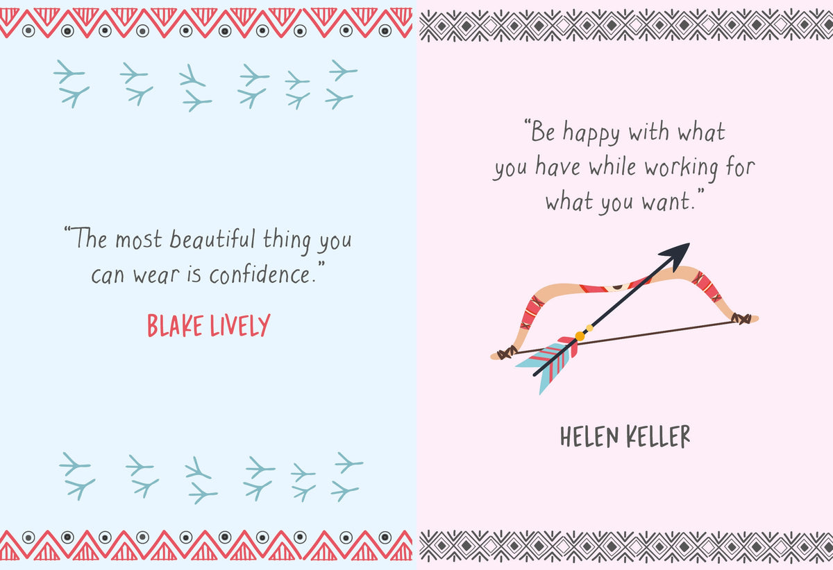 Inside Badass Mother Clucker book featuring colourful illustrations and positive quotes about confidence and happiness.