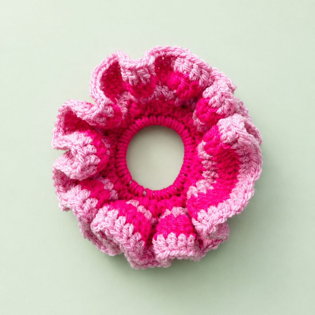 Bubblegum Pink Handmade Crochet Scrunchie