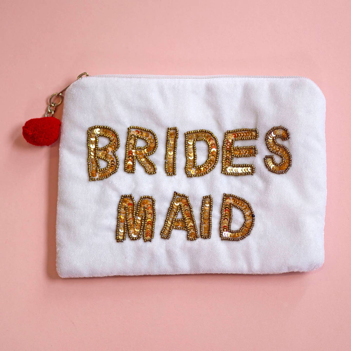 Bridesmaid White Velvet Sequin Pouch