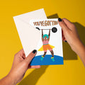 Colourful You’ve Got This encouragement card featuring a strong weightlifting woman, perfect for sending support, motivation and a little boost.