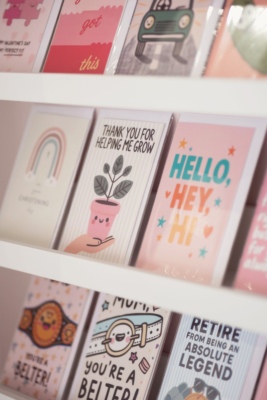 Greeting cards displayed in Pocketful of Joy